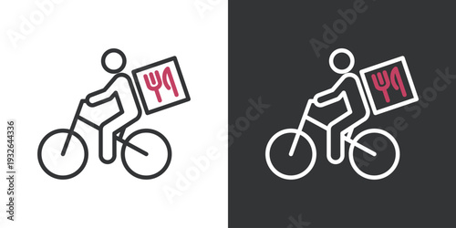 シンプルなデリバリー自転車のラインアイコン