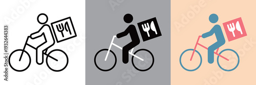 シンプルなデリバリー自転車のラインアイコン