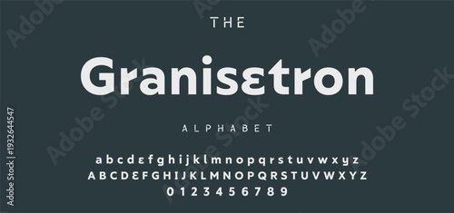 Digital modern alphabet font. Creative abstract urban, futuristic, fashion, sport, minimal technology typography.  Simple vector illustration with number