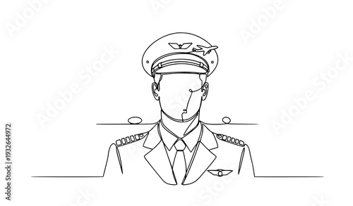 Airport pilot crew continuous line vector illustration EPS 10