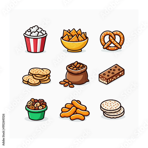 Snack and Treat Icons - Colorful Flat Design