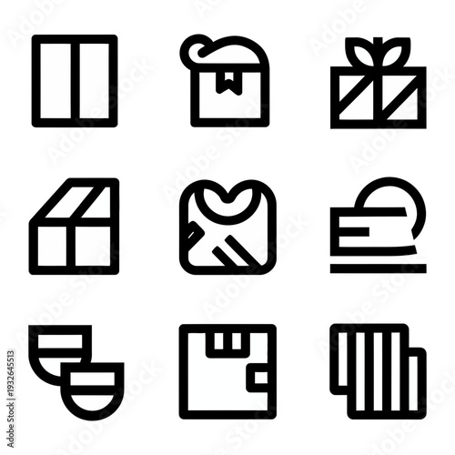 Minimalist line icons for packaging and shipping