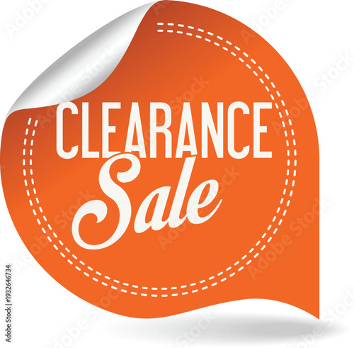 Orange clearance sale sticker on a white background