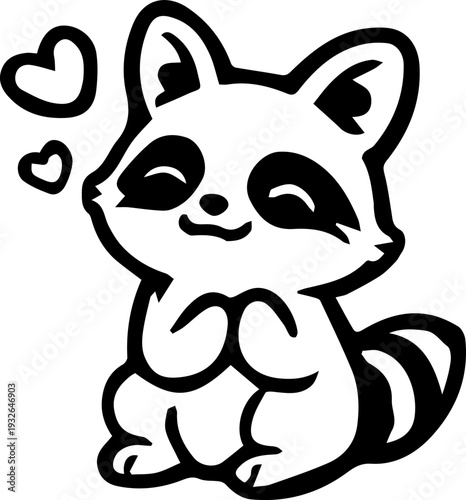 cute baby raccoon black character 