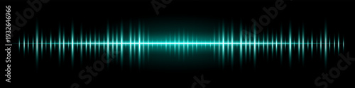 Horizontal white light waveform composition. Bright glowing line, vertical pulse spikes, radiant center, dark gradient backdrop, abstract audio signal atmosphere, luminous digital energy effect