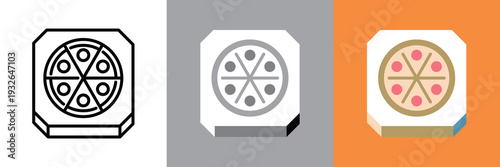 シンプルなデリバリーピザのラインアイコン