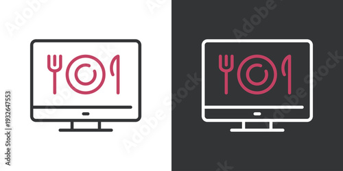 シンプルなテイクアウトとデリバリーのラインアイコン