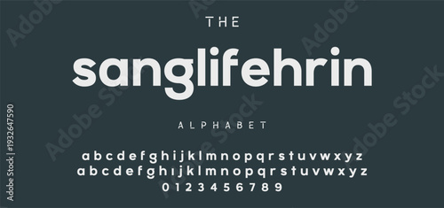 Digital modern alphabet font. Creative abstract urban, futuristic, fashion, sport, minimal technology typography.  Simple vector illustration with number