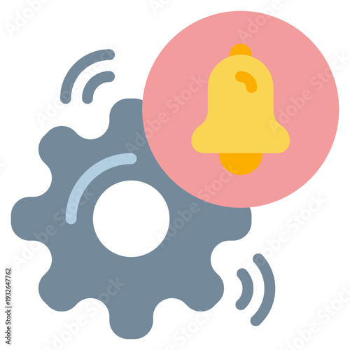 system gear wheel bell alert notification flat style icon