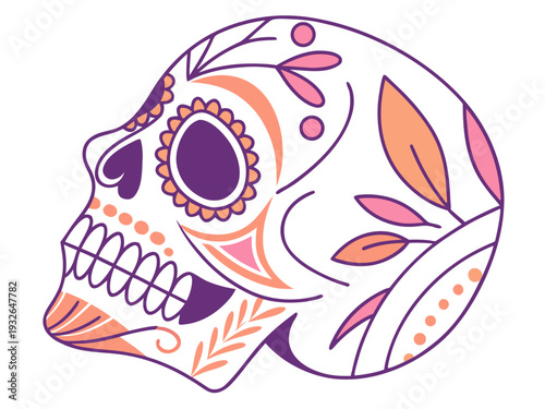 Día de los Muertos poster set, day dead with skull on white background. Halloween costume. Cartoon vector illustration. Holiday Muertos