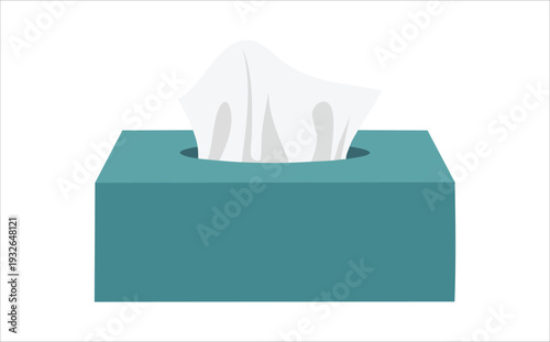 Rectangular paper tissues box with dispensing opening isolated vector illustration on white background