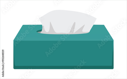 Rectangular paper tissues box with dispensing opening isolated vector illustration on white background