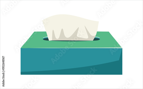Rectangular paper tissues box with dispensing opening isolated vector illustration on white background