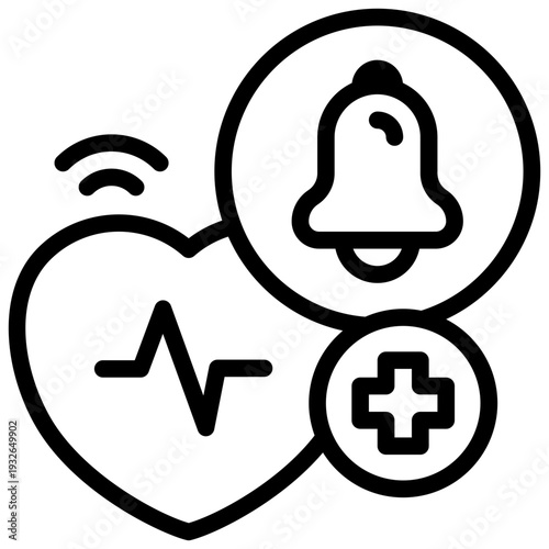 heartrate health care bell alert notification simple line icon