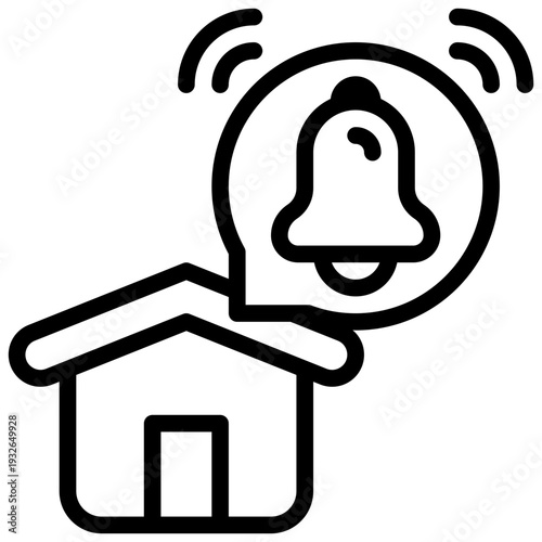 home house smart ringing bell alert notification simple line icon