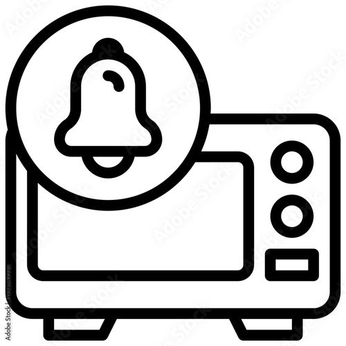 microwave oven baked food bell ringing alert notification simple line icon