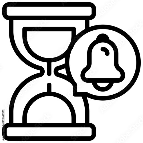 sand watch time bell alert notification simple line icon