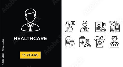 Healthcare industry icons and 15 years of service