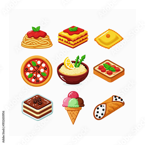 Pixel Art Italian Food Delights: Pizza, Pasta, and Dessert