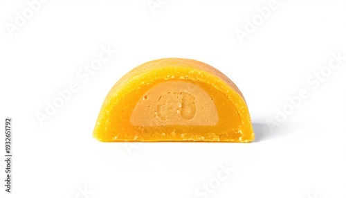 Bright Yellow Soap Bar on White Background for Cleanliness.
