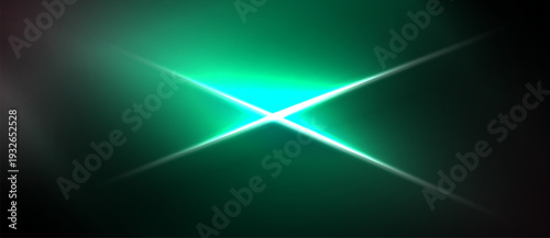 Bright green starburst effect dominates dark background. Intense light radiates outward, creating dynamic visual impact.