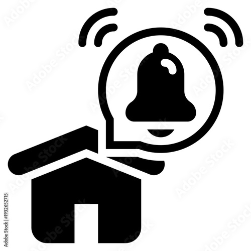 home house smart ringing bell alert notification solid glyph icon
