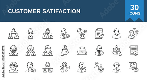 Customer satisfaction icons set for feedback and survey analysis