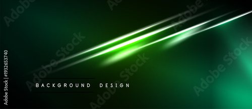 Dark green background features bright neon lines. Modern design with gradient effect, suitable for presentations or banners. Minimalist aesthetic.