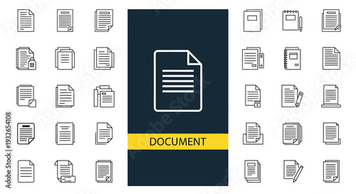 Document icon and various file format symbols in a grid layout