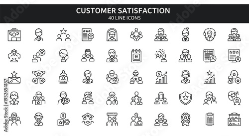 Customer satisfaction icons and symbols for feedback and reviews