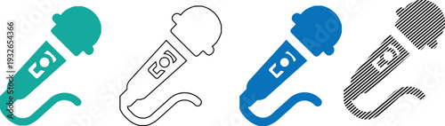 Vector Microphone Icons - Singing and Recording Set Illustration