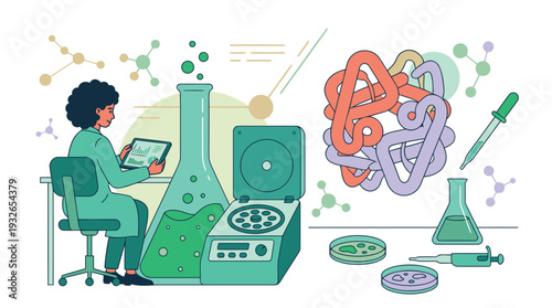 A dedicated scientist conducts important experiments and research in a modern laboratory setting