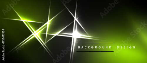 Abstract neon lines create dynamic glow effect. Dark background emphasizes bright light streaks, modern design element.