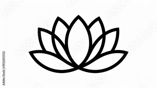 Simple black vector illustration of a lotus flower, symbolizing serenity and elegance in a minimalist style