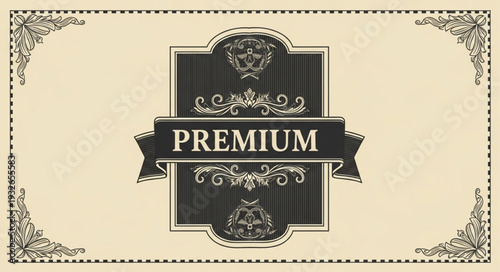 Elegant Premium Label Design with Decorative Elements and Ornate Details.