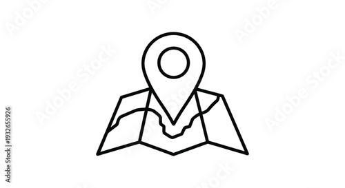 Vector graphic illustration featuring a map and a prominent location pin for navigation.