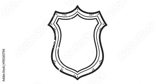 Detailed illustration of a shield emblem with a vintage, distressed design.