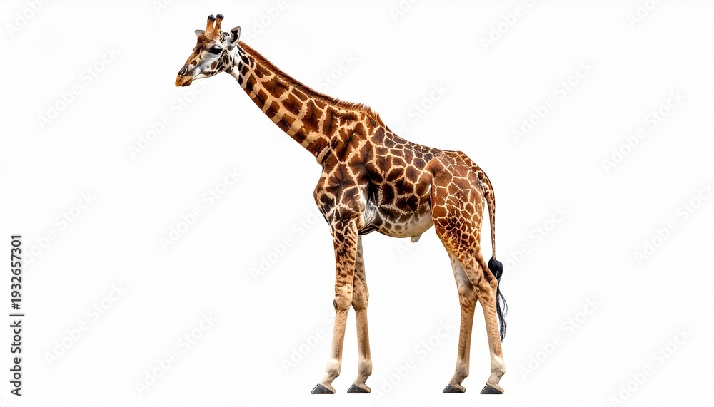 Obraz premium Standing Giraffe on White Background – Wildlife Photography