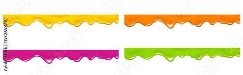 Pink, green, yellow, orange drip cream drops, jelly.