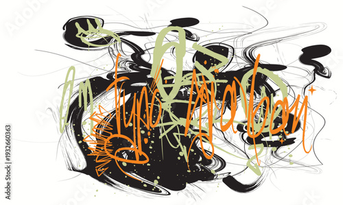 graffiti seamless pattern with abstract tags, distressed grainy texture in various squiggled shapes, bold brush strokes. Dust overlay distress grain texture for modern grunge or punk posters