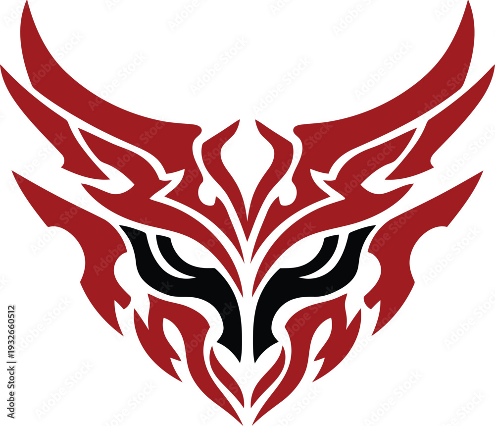 Fototapeta premium Fierce red flame skull vector design for gaming & branding