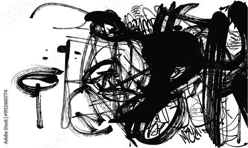 Linear abstract black and white graphic pattern,graffiti seamless pattern with abstract tags, urban collage typography, Seamless abstract texture, hand drawing texture, street art retro style