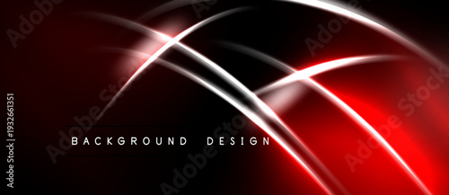 Abstract red lines over black background. Modern design with bright curves, dynamic energy, sleek presentation. Minimalist style.