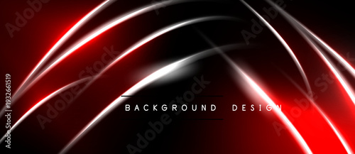 Abstract red, black design. Glowing lines create dynamic, modern visual effect. Minimalist style, suitable background element.