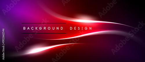 Abstract vibrant background. Smooth curves, red purple hues create dynamic visual effect. Text reads background design. Minimalist style.