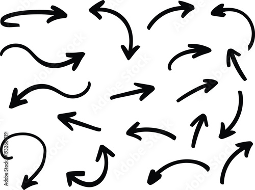 Illustration of hand drawn black arrows pointing in different directions