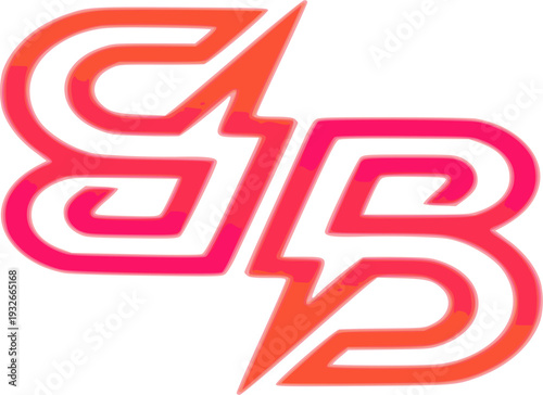 The color palette features a vibrant gradient of orange, pink, and magenta outlines on a white base, making it ideal for sports branding, e-sports teams, fitness apparel, or automotive racing identiti