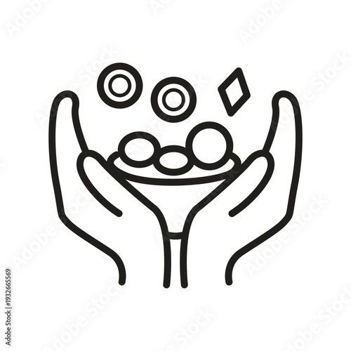Hands Holding Donations Icon