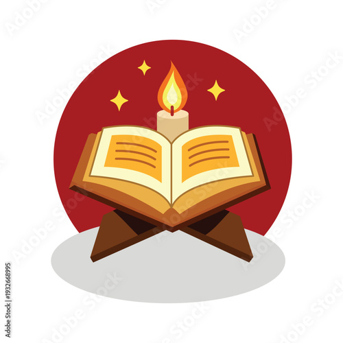 Quran with Candlelight Illustration