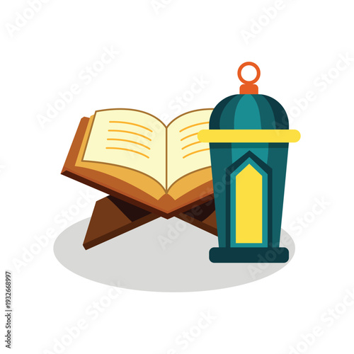 Quran with Ramadan Lantern Illustration